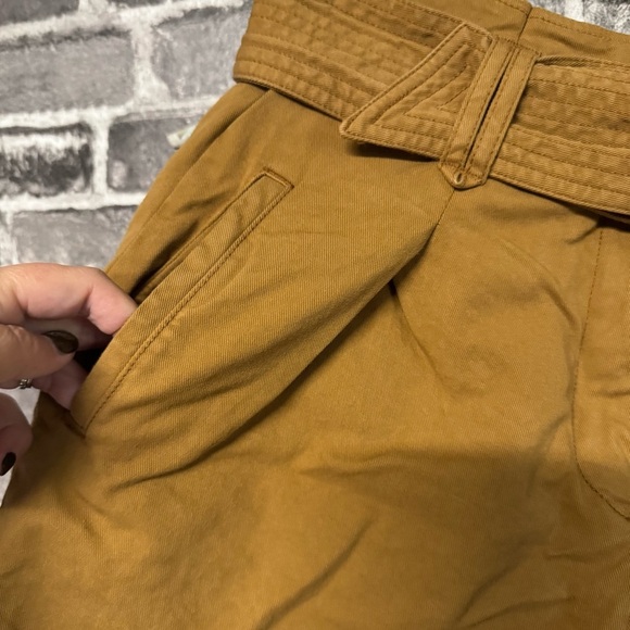 Sezane ROME NEW SHORTS Caramel brown paperbag belted waist - Picture 4 of 12